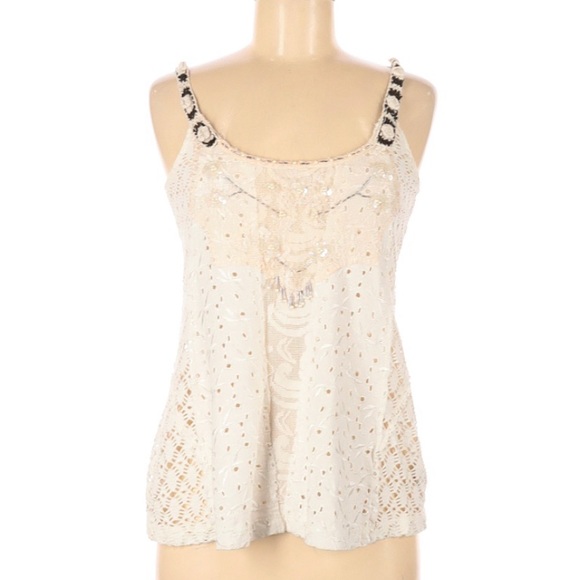 FREE PEOPLE cream crochet eyelet lace top - Picture 2 of 7